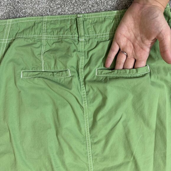 Pilcro Skirt Womens 8 Green Midi Pencil Front Slit Pockets Zip Belt Loops Cotton - Picture 6 of 13